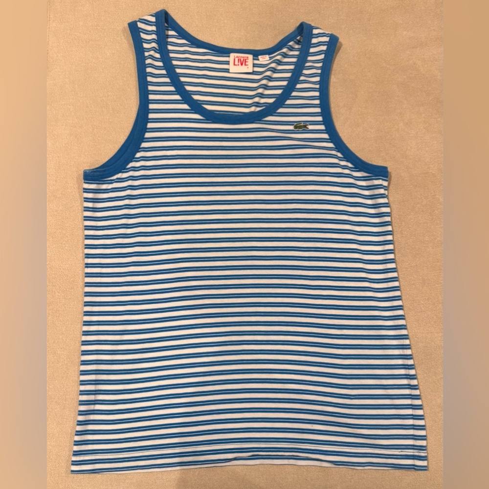Men’s Lacoste Live Blue and White Striped Tank